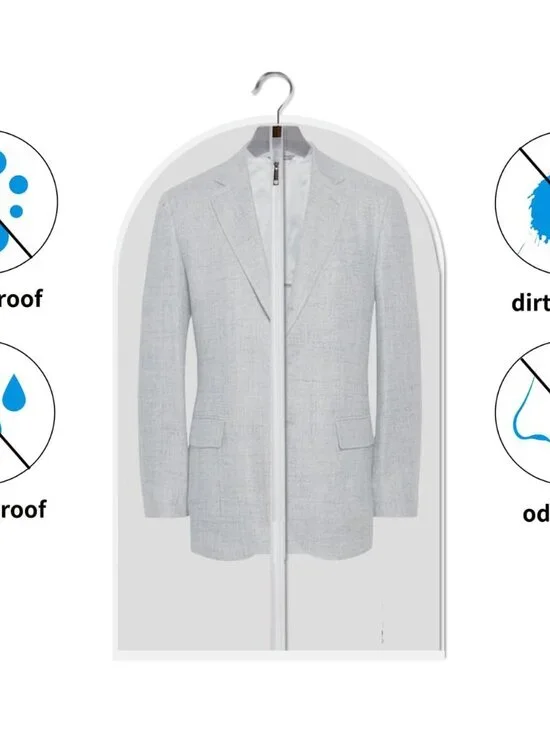 Garment Bags 12 Pack, 24 x 40 Hanging Clothes Storage Bags, Translucent PEVA Gar - Picture 5 of 9